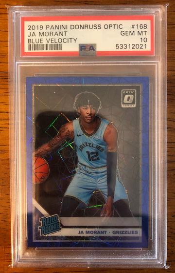 Ja Morant 2019 Panini Donruss Optic #168 Blue Velocity Rookie Card PSA 10 GEM MINT