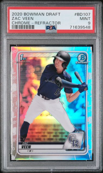 2020 TOPPS BOWMAN DRAFT ZAC VEEN CHROME REFRACTOR #BD107 PSA 9