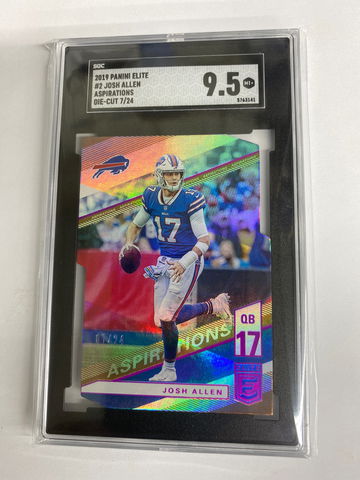 2019 Panini Elite #2 Josh Allen Aspirations Purple Die Cur serial number 7/24 