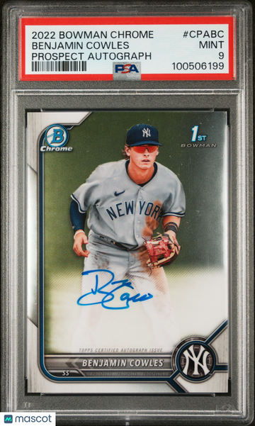 2022 Bowman Chrome Prospect Autographs Benjamin Cowles #CPABC PSA 9