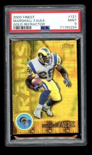 2000 Topps Finest #121 MARSHALL FAULK Gold Refractor Die Cut SP /300 PSA 9 Pop 2