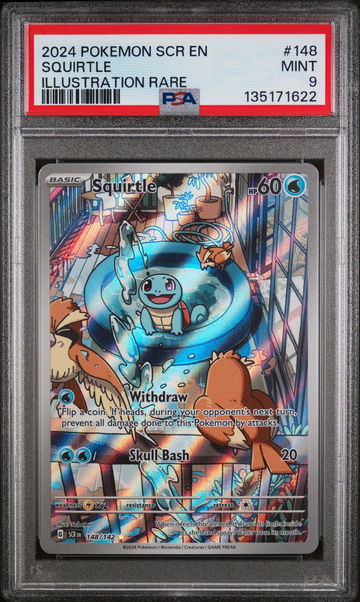 2024 Pokemon Scarlet and Violet Stellar Crown Illustration Rare Squirtle #148 PSA 9