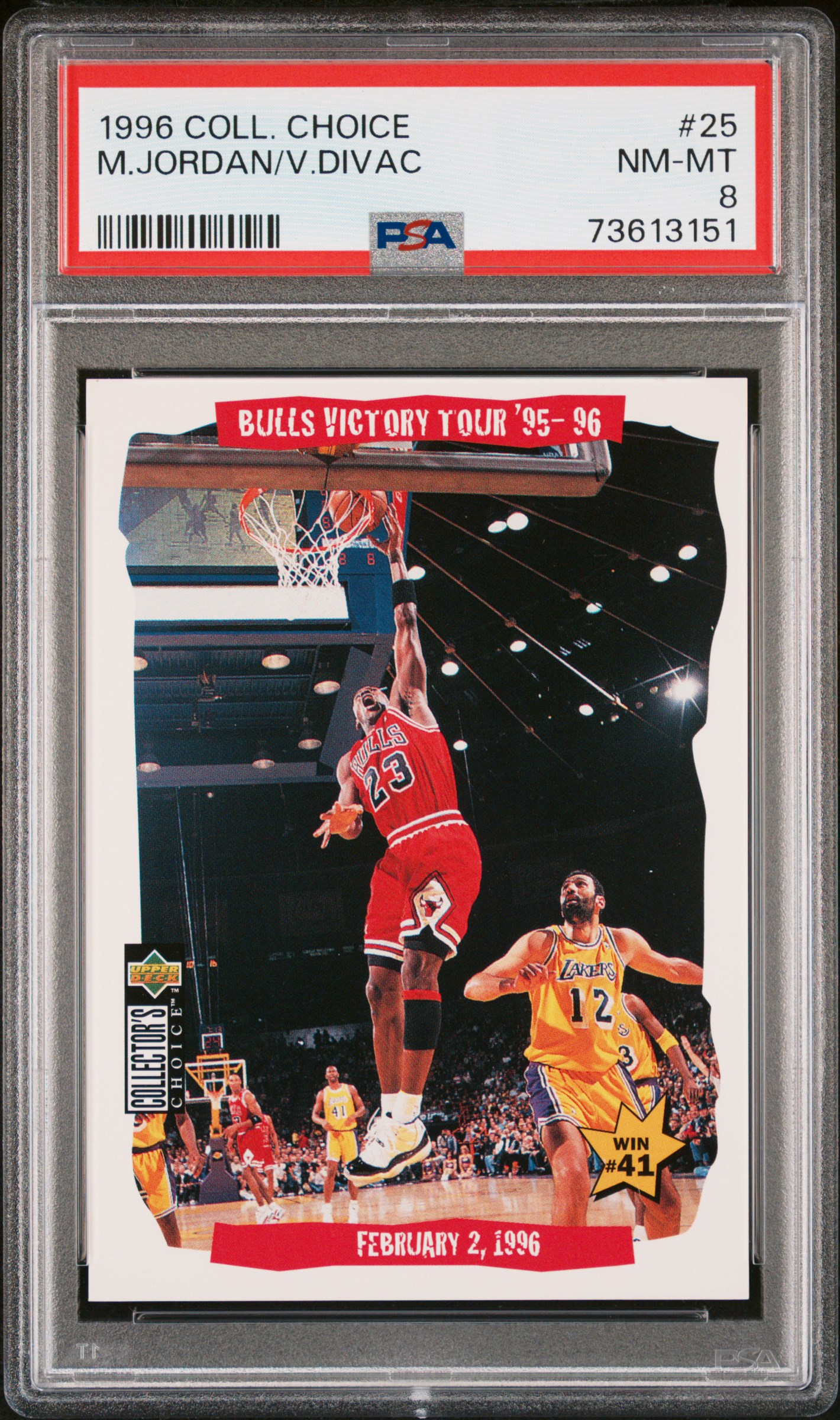 Michael Jordan/V.Divac 1996 Collector's Choice #25 PSA 8