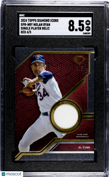 2024 Topps Diamond Icons Nolan Ryan #SPR-NRY Single Player Relic Red SGC 8.5