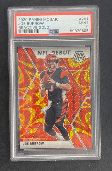 2020 Panini Mosaic 261 Joe Burrow Reactive Gold psa 9