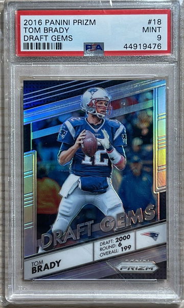 2016 PANINI PRIZM TOM BRADY DRAFT GEMS SP Insert Silver Prizm #18 PSA 9 MINT
