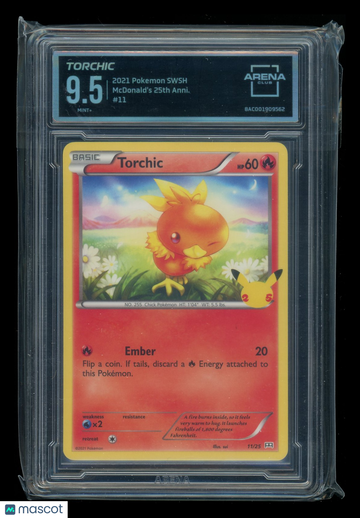 2021 Pokemon SWSH McDonald's 25th Anniversary Torchic Arena Club 9.5 #11/25