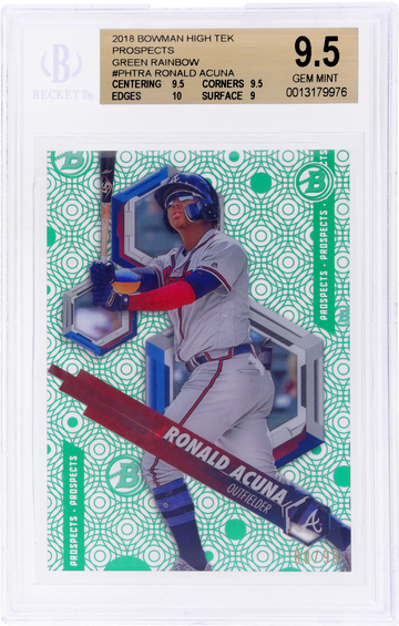 2018 Bowman High Tek Prospects Green Rainbow Ronald Acuna #PHTRA /99 BGS 9.5