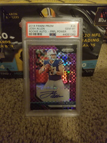 2018 PRIZM JOSH ALLEN PURPLE POWER ROOKIE 31/49 AUTO PSA 10 