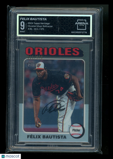 2022 Topps Heritage Chrome Silver Refractor Felix Bautista #36 /375 Chrome Arena Club 9