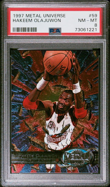 1997 Metal Universe Hakeem Olajuwon #59 PSA 8