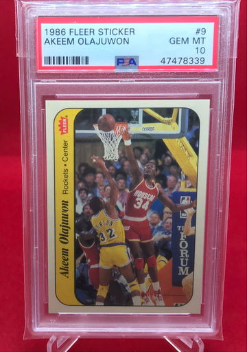 Akeem Olajuwon 1986 Fleer Sticker #9 PSA 10