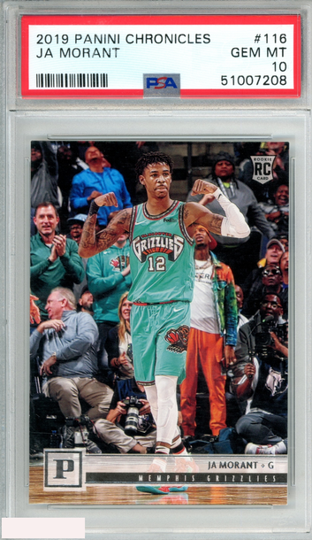 2019 PANINI CHRONICLES JA MORANT #116 ROOKIE RC GRIZZLIES PSA 10 GEM MT