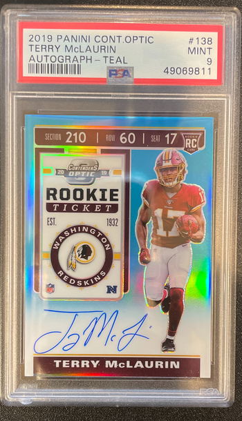 Terry McLaurin Contenders Optic Teal /149 PSA 9 Auto