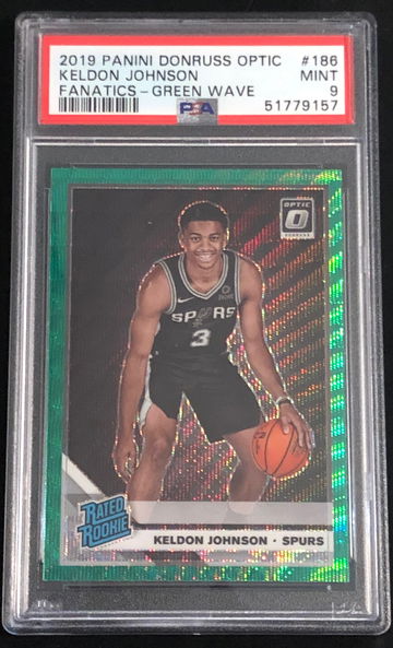 2019 Panini Donruss Optic Keldon Johnson Fanatics Green Wave PSA 9 Mint