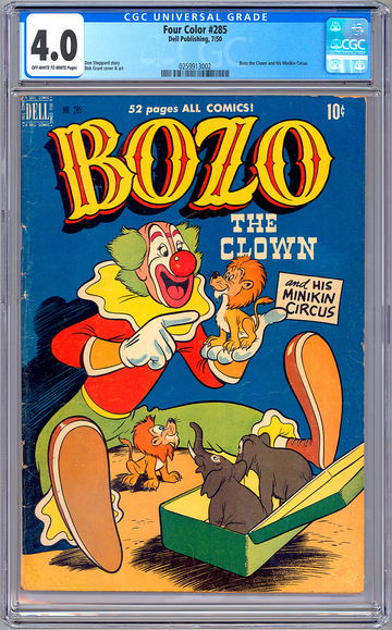 BOZO THE CLOWN #1 CGC 4.0 aka FOUR COLOR #285 BOB GRANT ART *RARE HTF* DELL 1950
