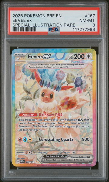 2025 Pokemon Pre En #167/131 Eevee ex Special Illustration Rare PSA 8