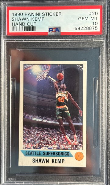 1990 Panini Sticker Shawn Kemp Rookie RC Hand Cut PSA 10 SuperSonics 