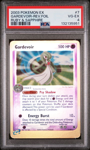 2003 Pokemon Ex Ruby and Sapphire Reverse Holo Gardevoir #7 PSA 4