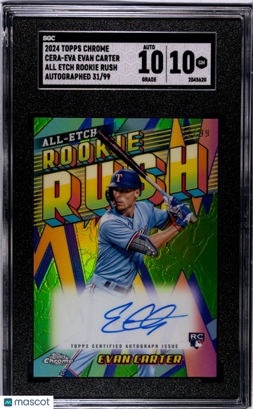 2024 Topps Chrome Evan Carter #CERA-EVA All Etch Rookie Rush Auto SGC 10 Auto 10
