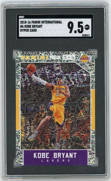 2015-16 Panini NBA International Hyper #6 Kobe Bryant w/ LeBron James in background SGC 9.5 MINT Los Angeles Lakers