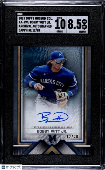 2023 Topps Museum Collection Bobby Witt JR. #AA-BWJ Archival Autograph Sapphire SGC 8.5 Auto 10