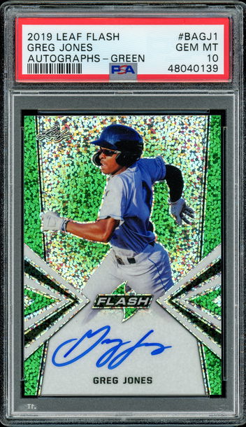 2019 Leaf Flash Greg Jones Green Auto #'d 3/15 PSA 10 Gem Mint