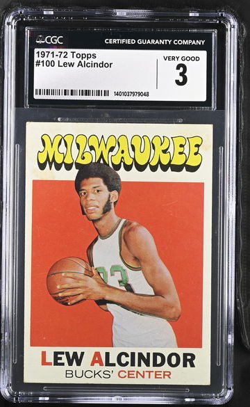 1971-72 TOPPS LEW ALCINDOR #100 CGC 3 BK.B1.46