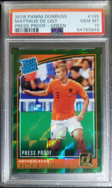 2018 Panini Donruss #195 Matthijs De Ligt Press Proof Green PSA 10