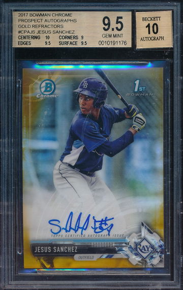 2017 Bowman Chrome Jesus Sanchez Gold Refractor RC AUTO