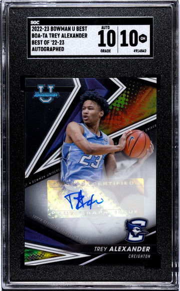 2022-23 Bowman U Best Best of 22-23 Trey Alexander #BOA-TA Auto SGC 10 Auto 10