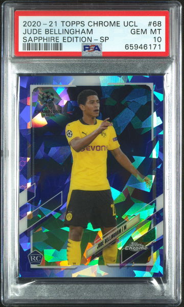 2020-21 Topps Chrome UCL Jude Bellingham Sapphire SP Variation #68 PSA 10