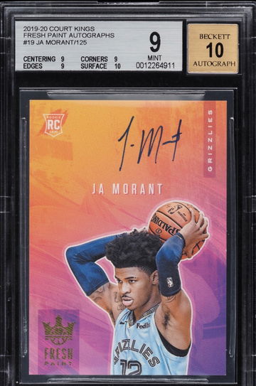 2019 PANINI COURT KINGS FRESH PAINT JA MORANT ROOKIE AUTO /125 #FP-JAM BGS 9