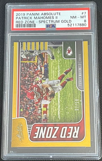 Patrick Mahomes 2019 Panini Absolute Red Zone GOLD #/10 PSA 8