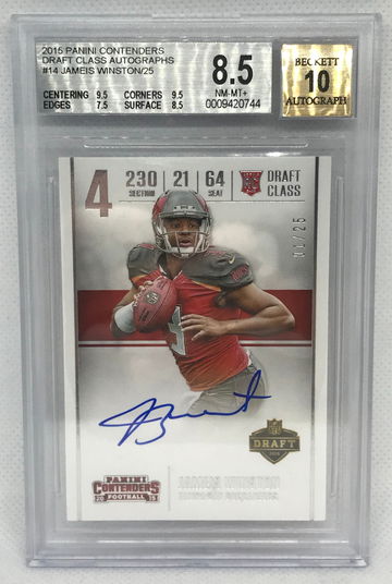 2015 Panini Contenders Draft Class Autograph Jameis Winston Rookie Card Auto /25 BGS 8.5 AUTO 10
