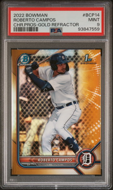 2022 Bowman Chrome Prospects Gold Refractor Roberto Campos #BCP14 /50 PSA 9