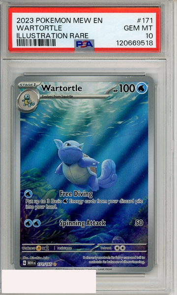 2023 POKEMON MEW EN-151 WARTORTLE #171 ILLUSTRATION RARE PSA 10 GEM MT