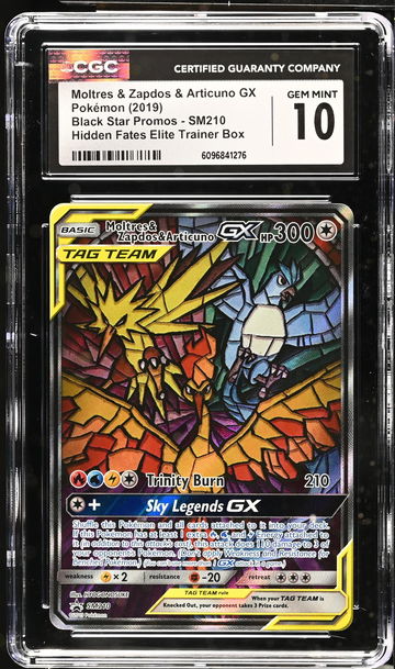 2019 Black Star Promos # Moltres & Zapdos & Articuno GX Hidden Fates Elite Trainer Box CGC 10