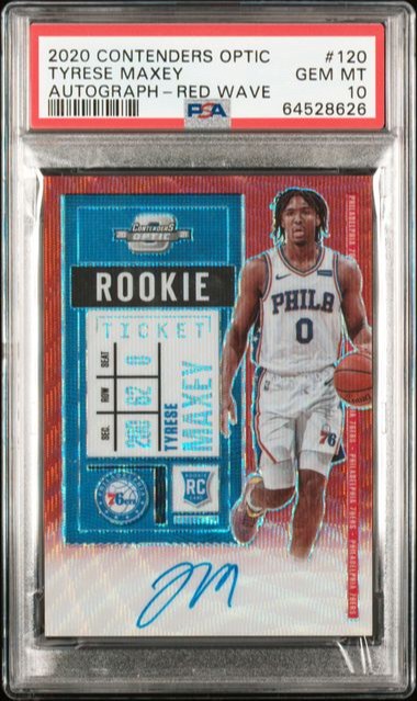 2020 Contenders Optic Tyrese Maxey - Red Wave Prizm SSP Auto RC PSA 10 GEM - POP 1