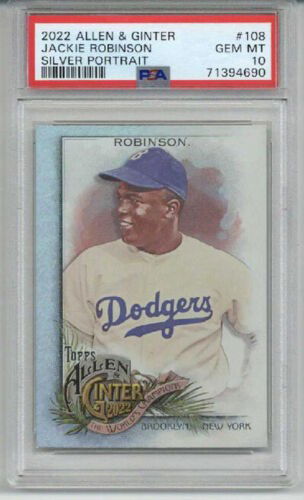 2022 TOPPS ALLEN & GINTER SILVER PORTRAIT #108 JACKIE ROBINSON PSA 10 LOW POP
