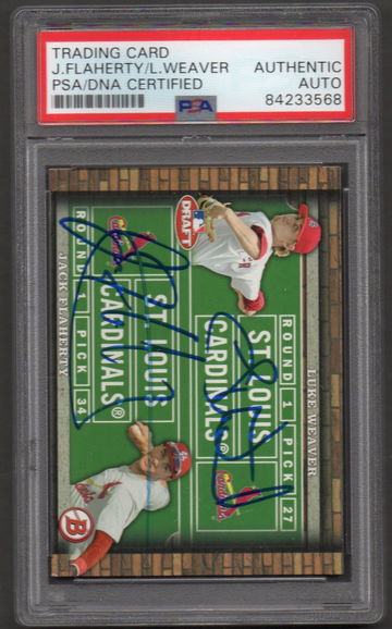Jack Flaherty Luke Weaver Dual Signed 2014 Bowman Dual Draftees #WF PSA DNA COA RC