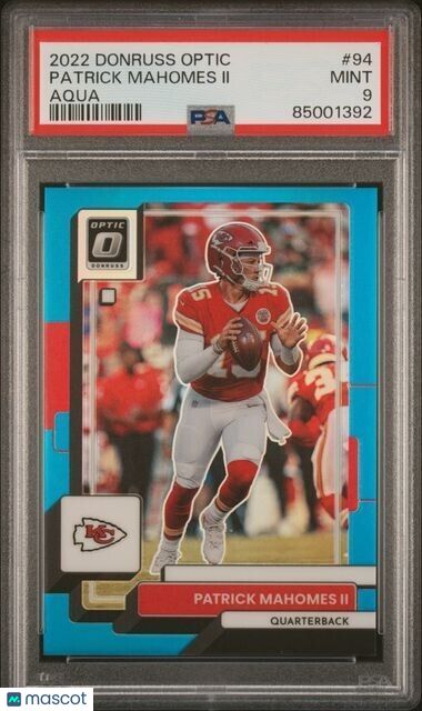 PATRICK MAHOMES 2022 Donruss Optic Aqua SP /299 #94 PSA 9 Mint CHIEFS