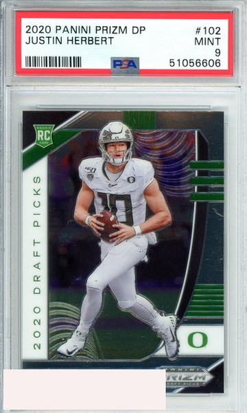2020 PANINI PRIZM DP JUSTIN HERBERT #102 L A CHARGERS ROOKIE RC PSA 9 MINT