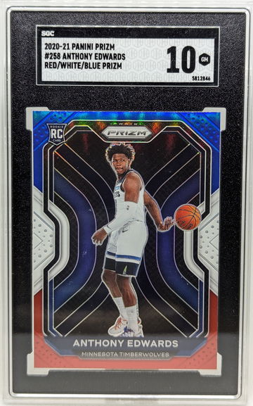 2020 Panini Prizm Anthony Edwards #258 SGC 10 Rookie RC Red White Blue