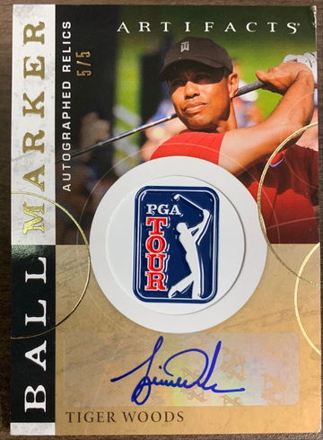 Tiger Woods 5/5! Ball Marker AUTO RARE! Pga Artifacts