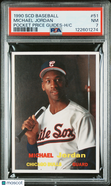 1990 SCD Baseball Pocket Price Guides-Hand Cut Michael Jordan #51 PSA 7