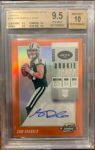 2018 Contenders Optic Orange Auto /25 Sam Darnold BGS 9.5/10