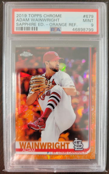 2019 Topps Chrome Sapphire Adam Wainwright Orange Refractor /25 PSA 9 Mint Cardinals