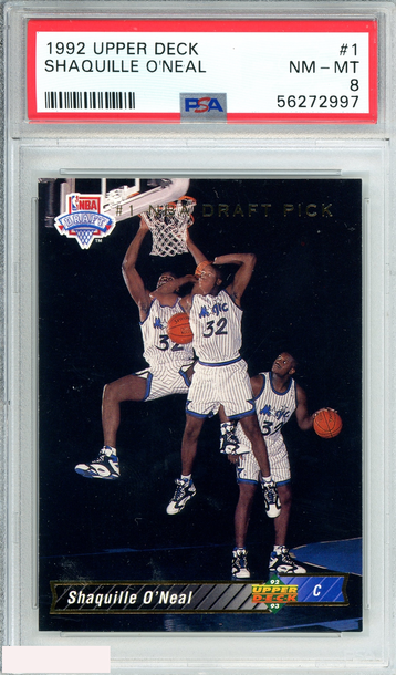 1992 UPPER DECK SHAQUILLE ONEAL #1ORLANDO MAGIC ROOKIE RC PSA 8 NM-MT