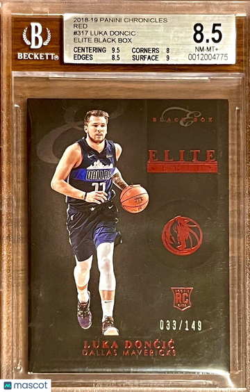 /149 BGS 8.5 RC Luka Doncic 2018-19 Panini Elite Black Red Rookie Thick Stock